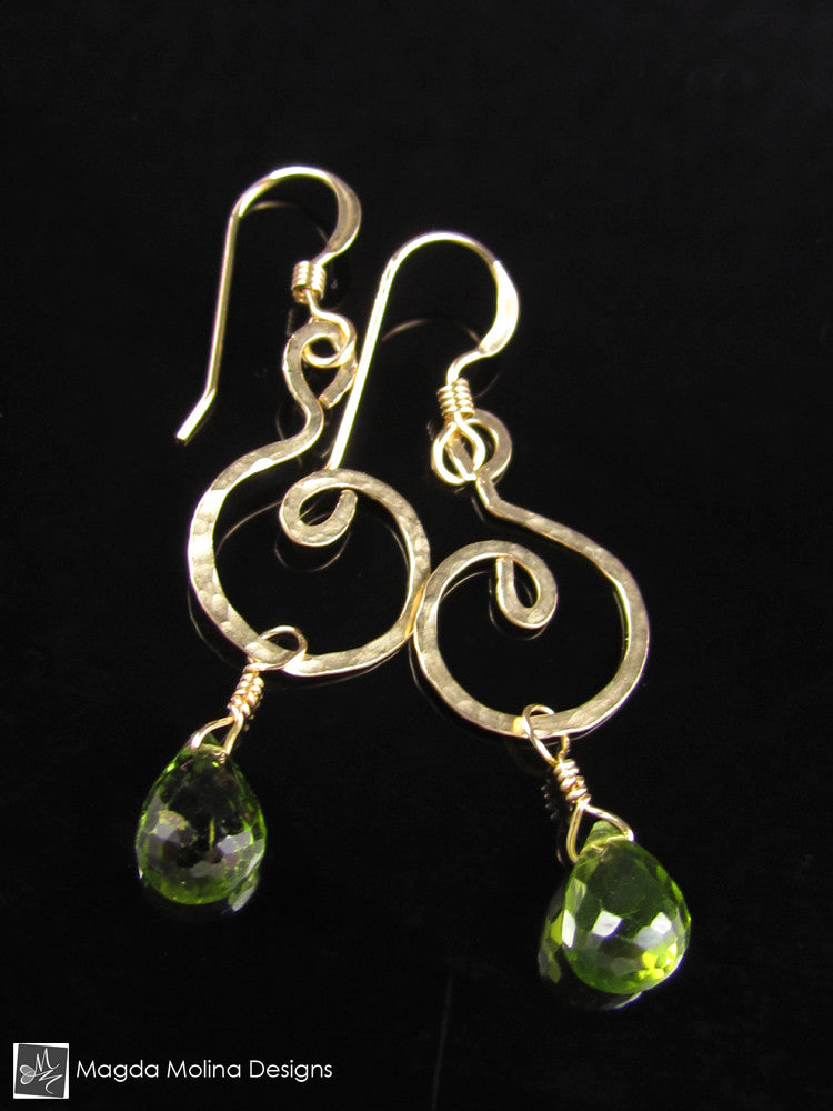 The Hammered Gold or Silver Spiral Earrings