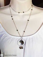 The Long Silver "DARE TO SHINE" Affirmation Necklace With Smokey Quartz