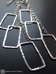 The Hammered Mini Silver Rectangles Dangle Earrings