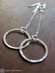 The Hammered Silver Rings On Chains Earrings