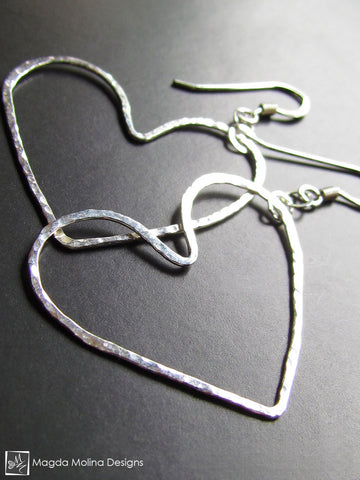 WHOLESALE - The Hammered Silver Hearts Dangle Earrings