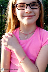 Mini Goddess (children) Blue or Pink Leather & Quartz Drop Bracelet