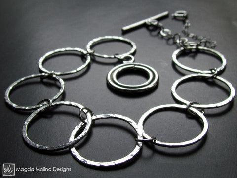 WHOLESALE - The Hammered Silver Rings Bracelet