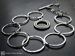 The Hammered Silver Rings Bracelet