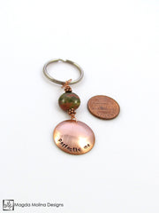 Copper Keychain With "PERFECTLY ME" Affirmation And Unakite