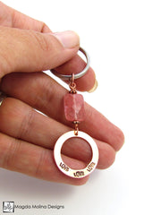 Copper Keychain With "LOVE" Affirmation And Cherry Quartz