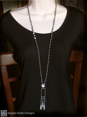 The Gorgeous Silver and Pyrite Necklace With Tassels And "LOVE" Charm