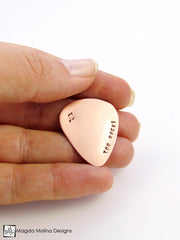 Copper Guitar Pick Hand Stamped With "YOU ROCK!"