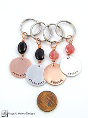 Copper / Stainless Steel Personalized Keychain With Choice of Stone