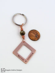 Copper Keychain With "BELIEVE IN MIRACLES" Affirmation And Labradorite Stone