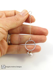 The Hammered Silver Rings On Chains With Freshwater Pearls