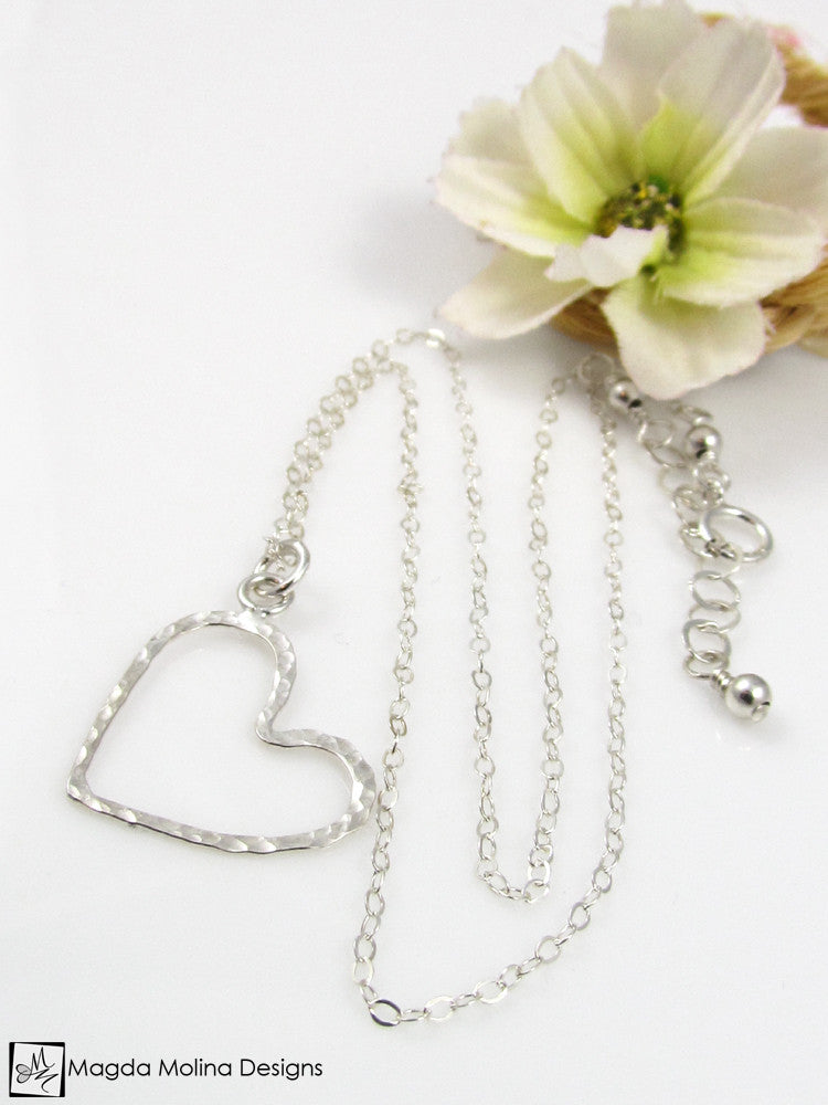 Mini Goddess (children) Delicate Hammered Silver Heart Necklace