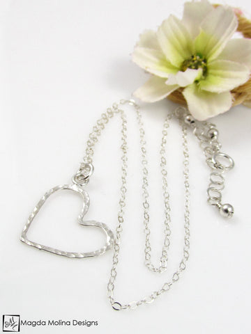 WHOLESALE - Mini Goddess (children) Delicate Hammered Silver Heart Necklace