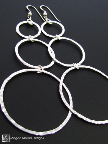 WHOLESALE - The "7 Different Ways" Hammered Silver Bubbles Earrings