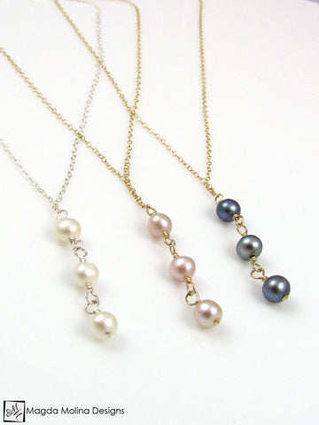 WHOLESALE - Mini Goddess (children) Triple Freshwater Pearl Necklace