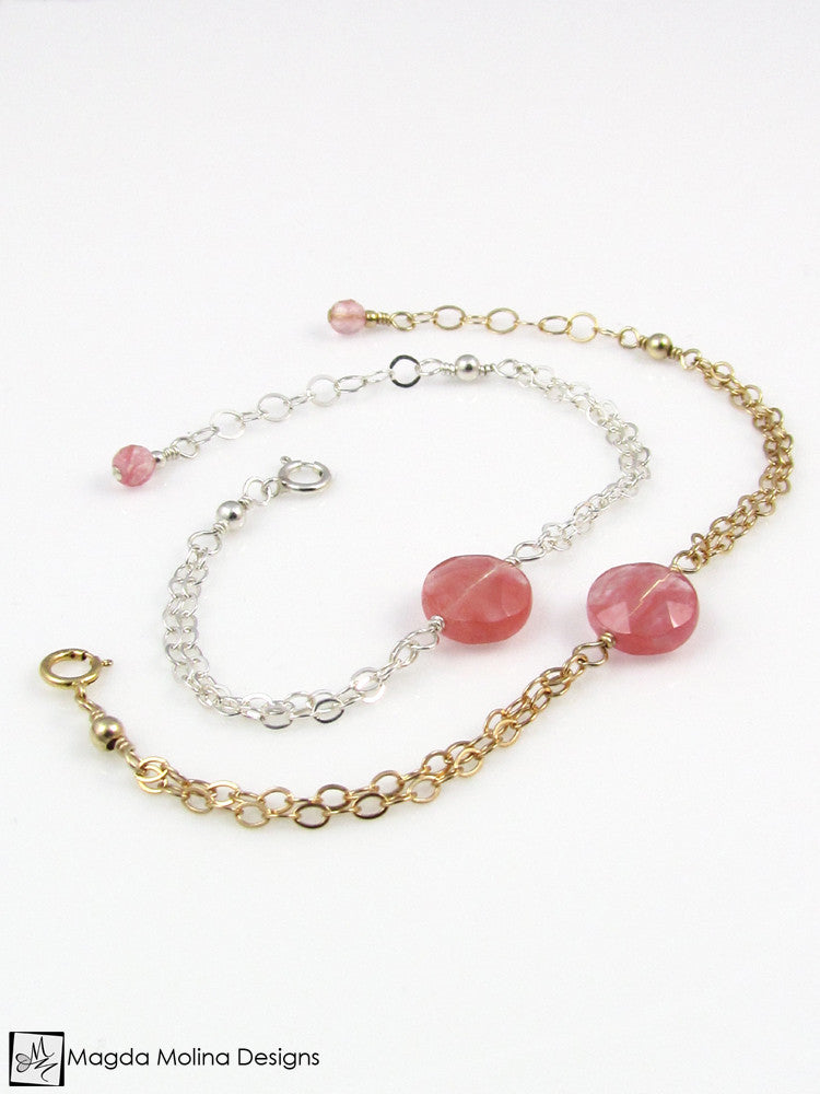 Mini Goddess (children) Cherry Quartz Double Chain Bracelet
