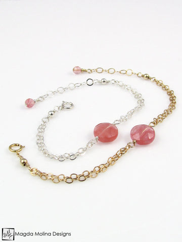 WHOLESALE - Mini Goddess (children) Cherry Quartz Double Chain Bracelet