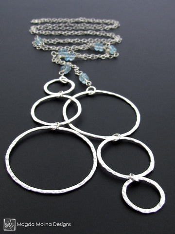 The "47 Different Ways" Silver Bubbles Lariat With Blue Topaz Gemstones
