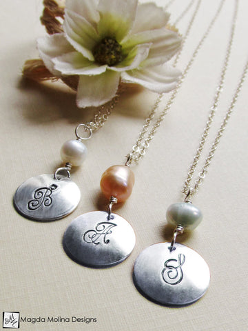 WHOLESALE - Mini Goddess (children) Personalized Silver And Freshwater Pearl Chain Necklace