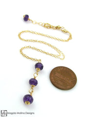 Mini Goddess (children) Triple Amethyst on Delicate Chain Necklace