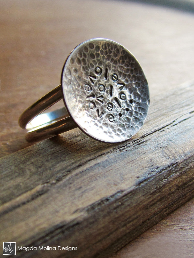 The Small Silver LOVE: INFINITE Affirmation Ring