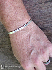 The "POWERED BY LOVE" Hand Stamped Omnisex Silver Cuff Bracelet