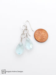 The Silver or Gold And Light Blue Quartz Pear Drop Earrings