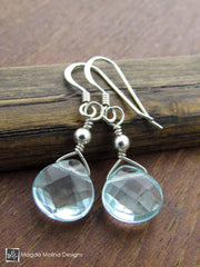 The Gold or Silver And Light Blue Quartz Mini Drop Earrings