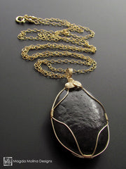 The Mediterranean Stone Wire Wrapped in Gold Long Chain Necklace (one of a kind)