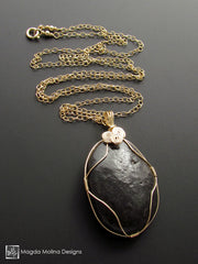 The Mediterranean Stone Wire Wrapped in Gold Long Chain Necklace (one of a kind)