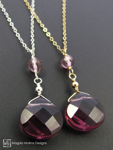 WHOLESALE - The Delicate Purple Quartz Chain Necklace on Silver or Gold