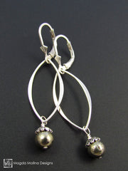 The Elegant Silver Leaves And Pyrite Dangle Earrings