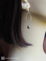 The Elegant Silver Leaves And Pyrite Dangle Earrings