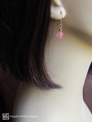 The Gold or Silver And Cherry Quartz Mini Dangle Earrings