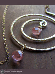 The Hammered Gold Spiral And Cherry Quartz Necklace