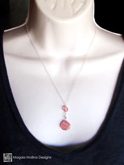 The Delicate Cherry Quartz Chain Necklace on Silver or Gold