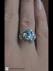 The Glamorous Wire-Wrapped Silver And Green Amethyst Ring