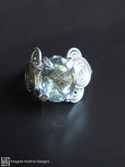 The Glamorous Wire-Wrapped Silver And Green Amethyst Ring