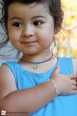 Mini Goddess (children) Pink or Blue Leather & Quartz Drop Necklace