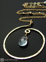 The Hammered Spiral & Light Blue Quartz Necklace