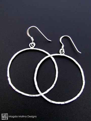 WHOLESALE - The Delicate Hammered Silver Circle Earrings