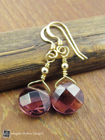 WHOLESALE - The Gold or Silver And Purple Quartz Mini Drop Earrings