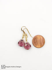 The Gold or Silver And Purple Quartz Mini Drop Earrings