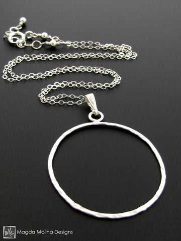 The Delicate Hammered Silver Circle Necklace