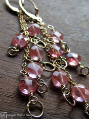 The Delicate Gold And Cherry Quartz Waterfall Earrings
