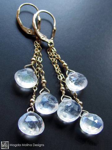 WHOLESALE - The Delicate Gold And Moonstone Dangle Earrings