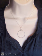 Set: Hammered Silver Circle Necklace and Earrings