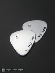 Stainless Steel Guitar Pick Hand Stamped "YOU ROCK!"