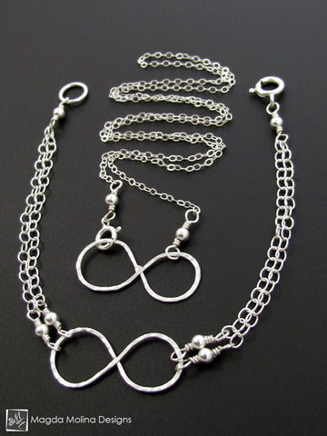 Set: Silver Infinity Necklace and Bracelet