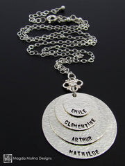 The Personalized Layered Hammered Silver Family (or Friends) Necklace